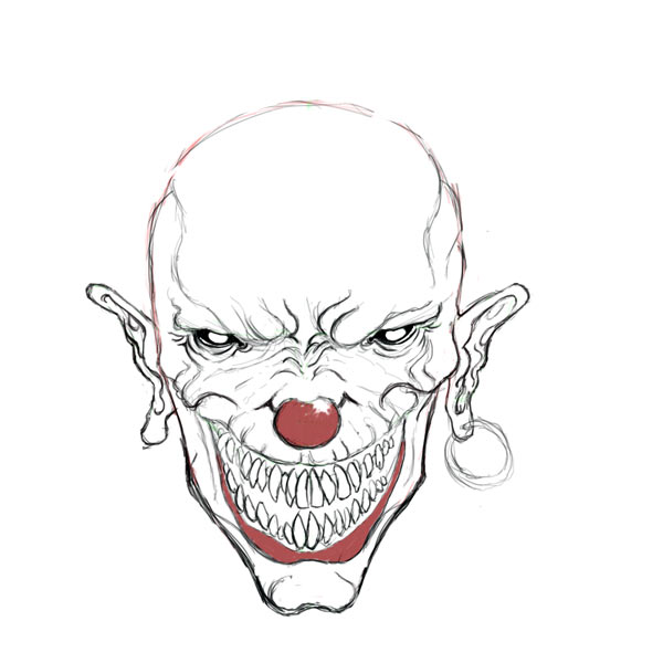 600x600 Evil Clown Drawings - Evil Joker Drawing