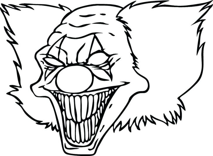 728x534 Joker Clown Coloring Pages Evil Book Drawing Download - Evil Joker Drawing