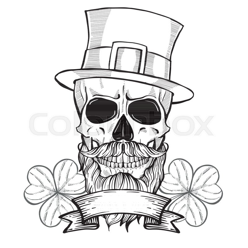 800x800 Line Art, Hand Drawn Skull Of Stock Vector Colourbox - Evil Leprechaun Drawing