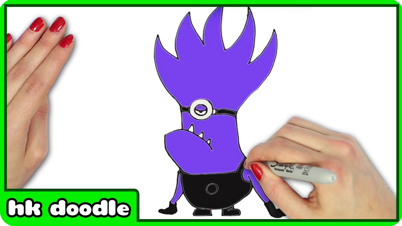1280x720 How To Draw A Purple Minion From Despicable Me - Evil Minion Drawing