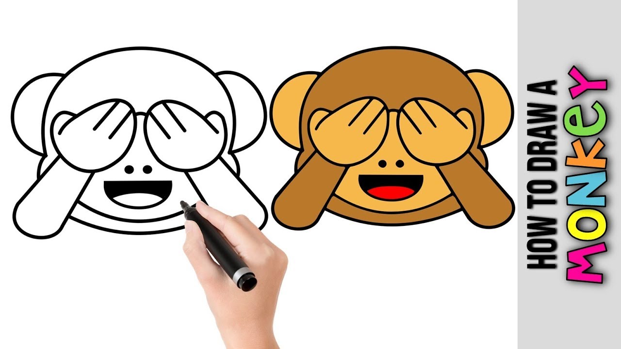 1280x720 How To Draw A Cute See No Evil Monkey Emoji Easy Pictures - Evil Monkey Drawing