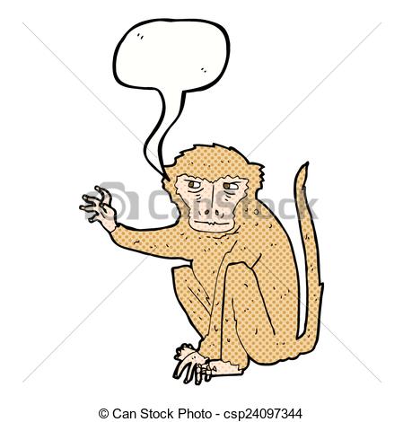 449x470 Cartoon Evil Monkey With Speech Bubble Vector - Evil Monkey Drawing