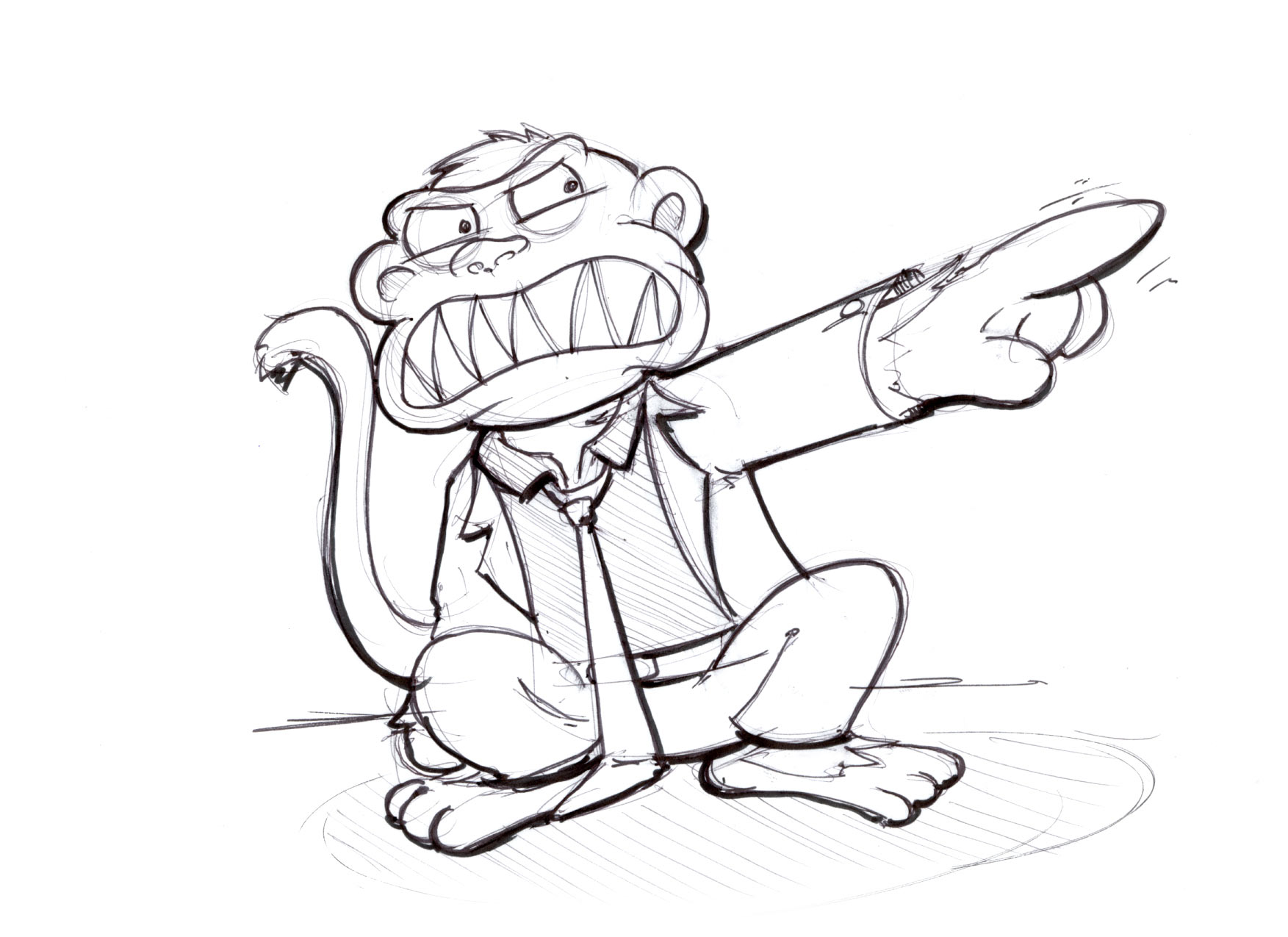 1753x1275 Evil Monkey! Lineweights - Evil Monkey Drawing