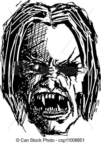 333x470 Angry Monster Skull Vector Sketch Evil Monster Skull For Halloween - Evil Monster Drawings