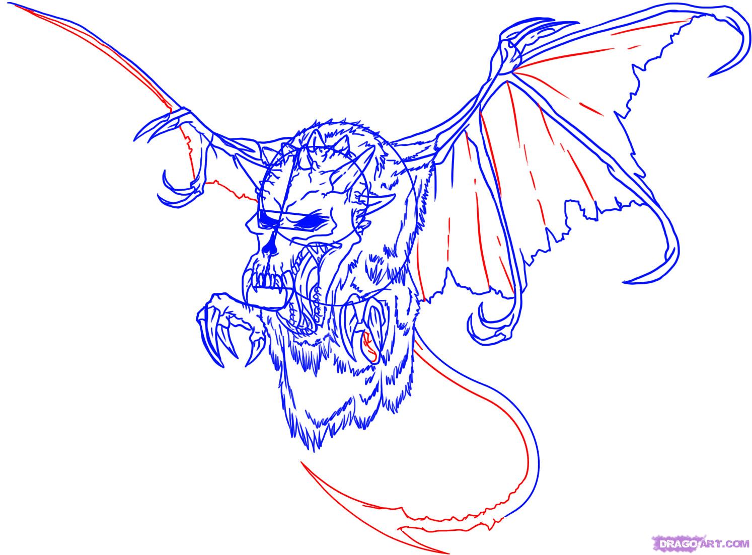 1494x1103 Draw An Evil Skull, Step - Evil Monster Drawings