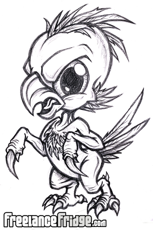 500x750 Evil Bird Monster Freelance Fridge Illustration Character - Evil Monster Drawings