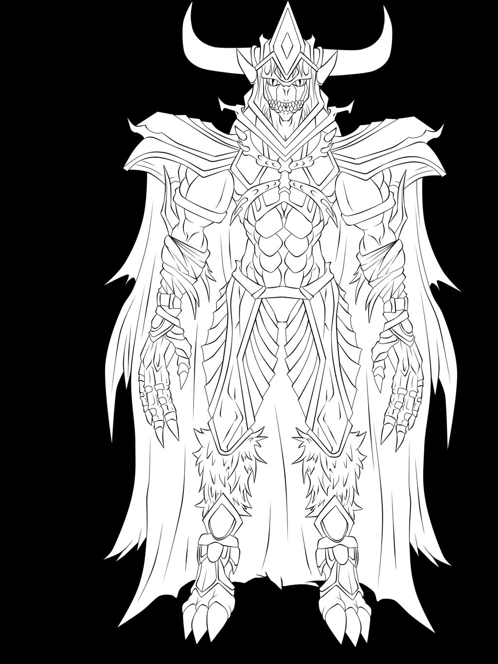 1024x1365 Monster Line Art - Evil Monster Drawings