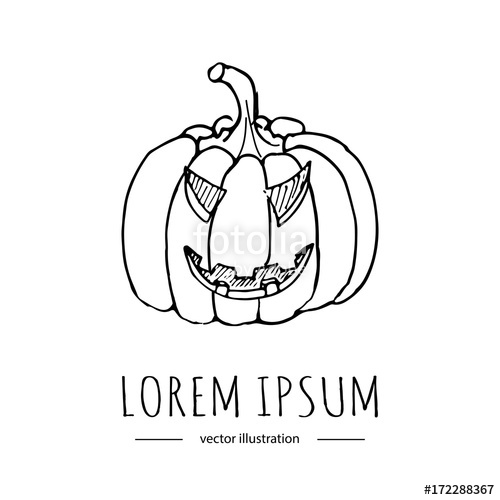 500x500 Hand Drawn Doodle Happy Halloween Related Icon - Evil Pumpkin Drawing