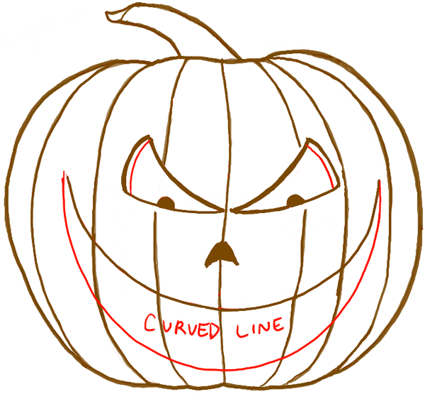 600x555 How To Draw A Scary Pumpkin Jack O Lantern In Easy Steps - Evil Pumpkin Drawing