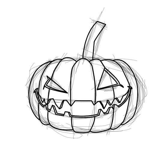 550x550 How To Draw An Evil Pumpkin Steps - Evil Pumpkin Drawing