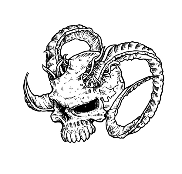 600x574 Skull Drawing Free Download - Evil Skull Drawing