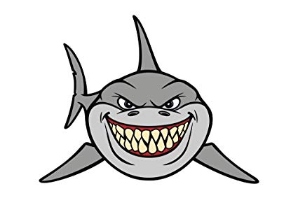 425x283 Evil Mean Shark Smile Drawing Illustration Poster - Evil Smile Drawing