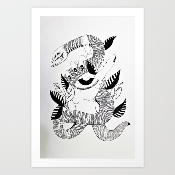 700x700 Evil Eye Snake Art Print - Evil Snake Drawing