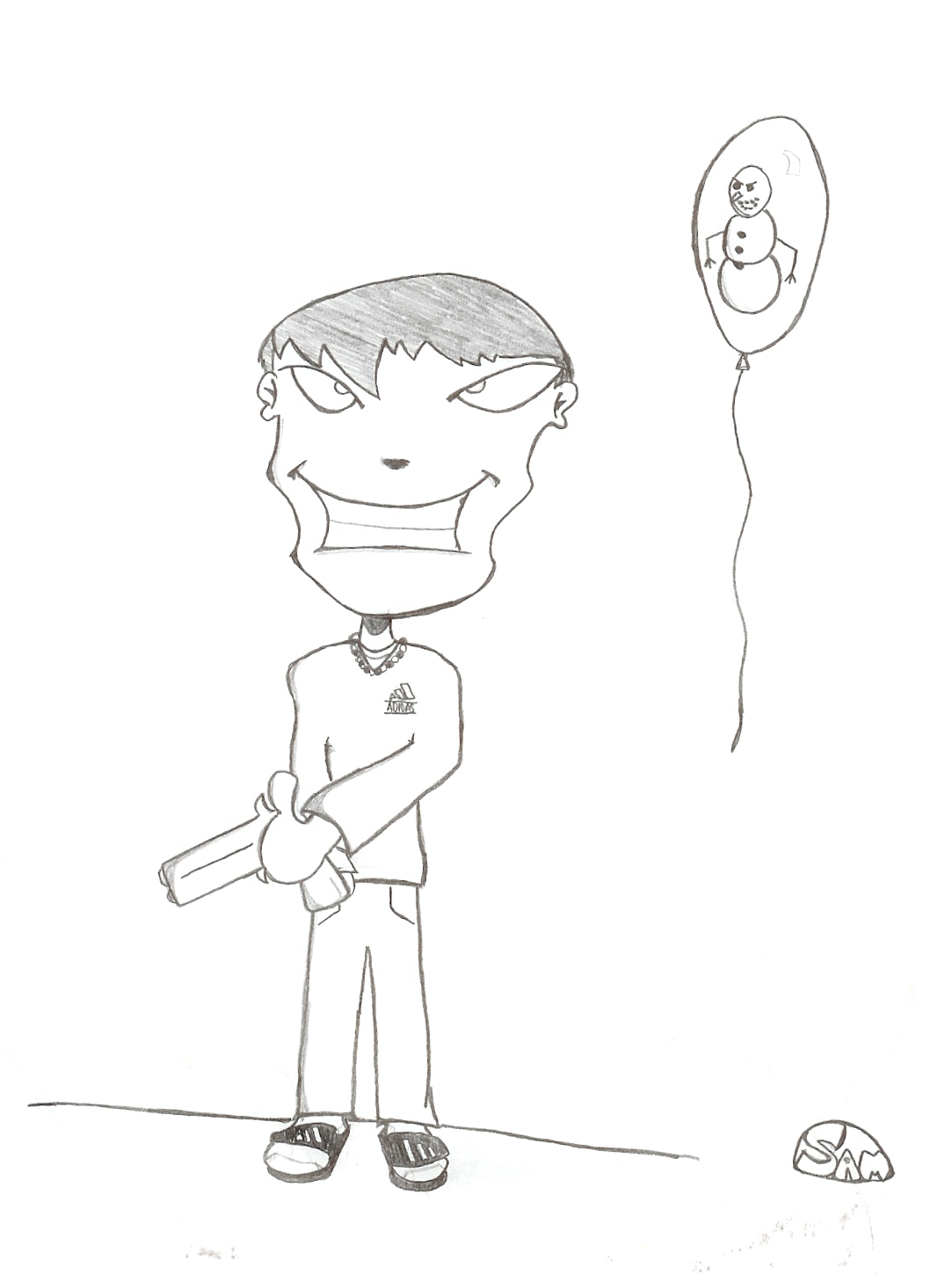 1083x1450 Evil Snowman Balloon Sam Grittner - Evil Snowman Drawing