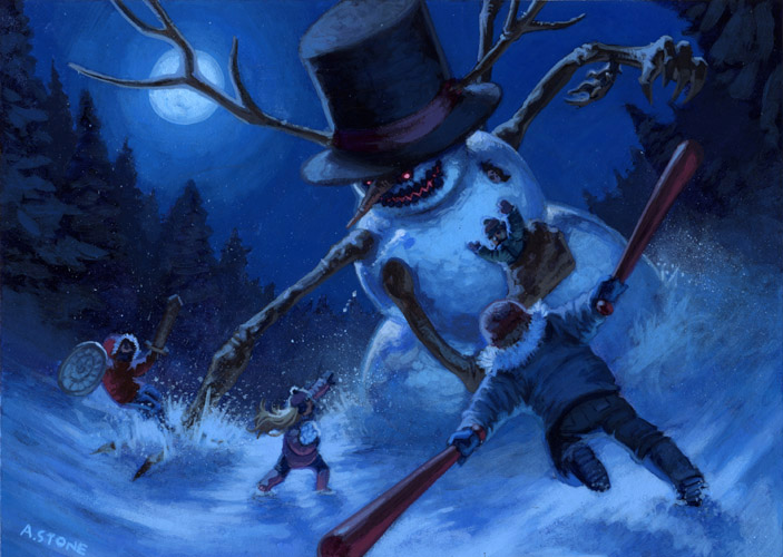 703x500 Evil Christmas Wallpaper - Evil Snowman Drawing