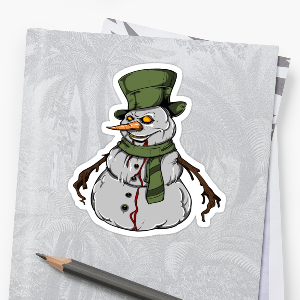 1000x1000 Evil Snowman Sticker - Evil Snowman Drawing