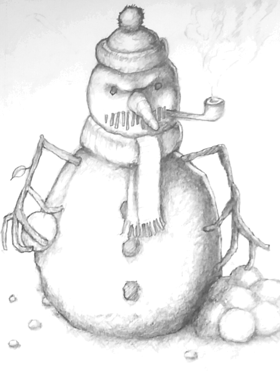953x1285 Snowman Drawing Demon For Free Download - Evil Snowman Drawing