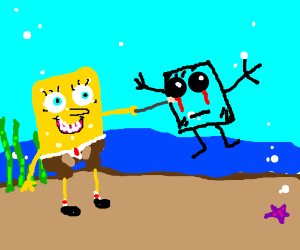 300x250 Spongebob Draws His Evil Self Drawing - Evil Spongebob Drawing