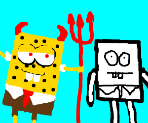 300x250 Evil Spongebob And Spongedoodle Drawing - Evil Spongebob Drawing
