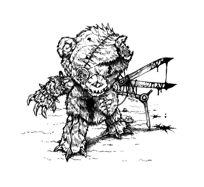 700x639 Bear Drawing Creepy For Free Download - Evil Teddy Bear Drawing