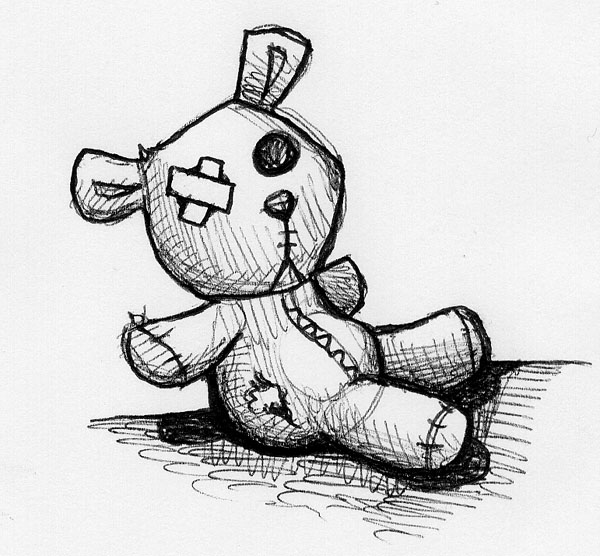 600x556 superb black and white emo teddy bear tattoo sketch - Evil Teddy Bear Drawing