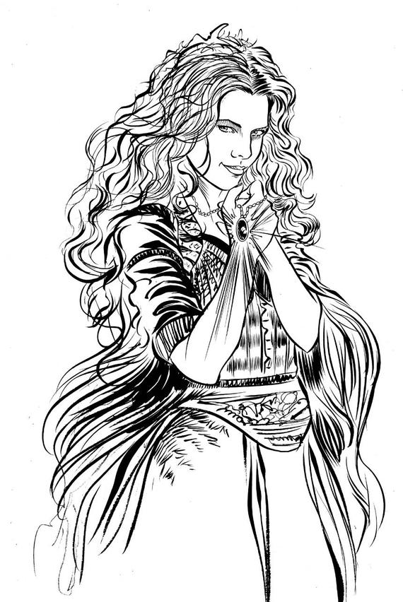 570x852 Michelle Pfeiffer As Evil Witch From Stardust Original Pen And Etsy - Evil Witch Drawing