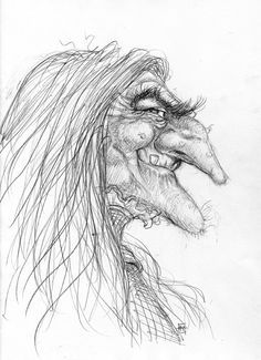 236x325 Hedge Witch Pencil Sketches - Evil Witch Drawing