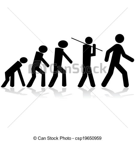450x470 evolution concept illustration showing stick figures evolving - Evolution Of Man Drawing