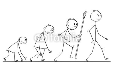 400x266 Cartoon Stick Man Drawing Conceptual Illustration Of Human - Evolution Of Man Drawing