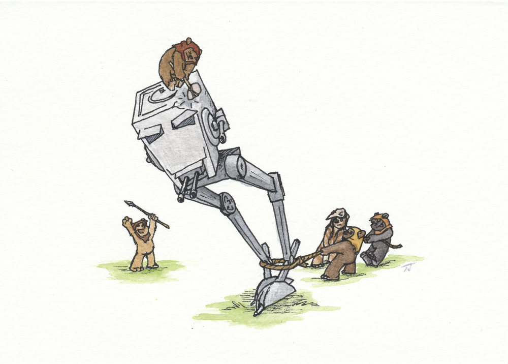 1000x716 Ewok Card - Ewok Drawing