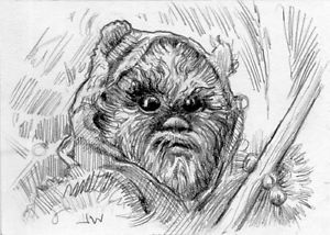 300x214 ewok star wars sketch card aceo art drawing - Ewok Drawing