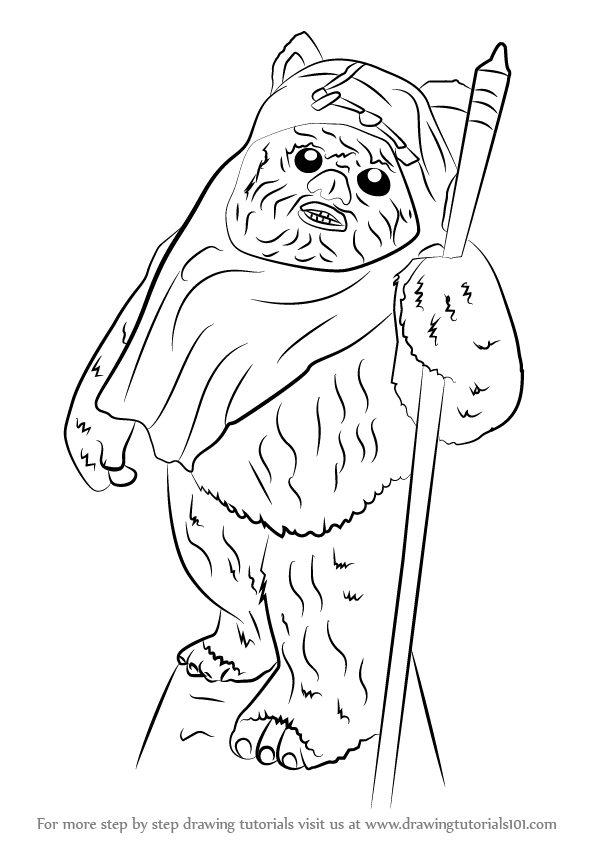 596x843 Learn How To Draw Ewok From Star Wars - Ewok Drawing