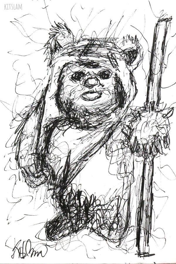 600x900 Star Wars Scribble Drawings Of Eewok In Star Wars - Ewok Drawing