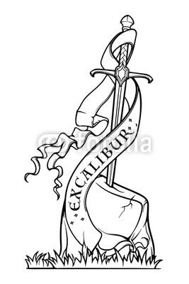267x400 Excalibur Sword Trapped In Stone Decorative Banner Iconic Scene - Excalibur Drawing