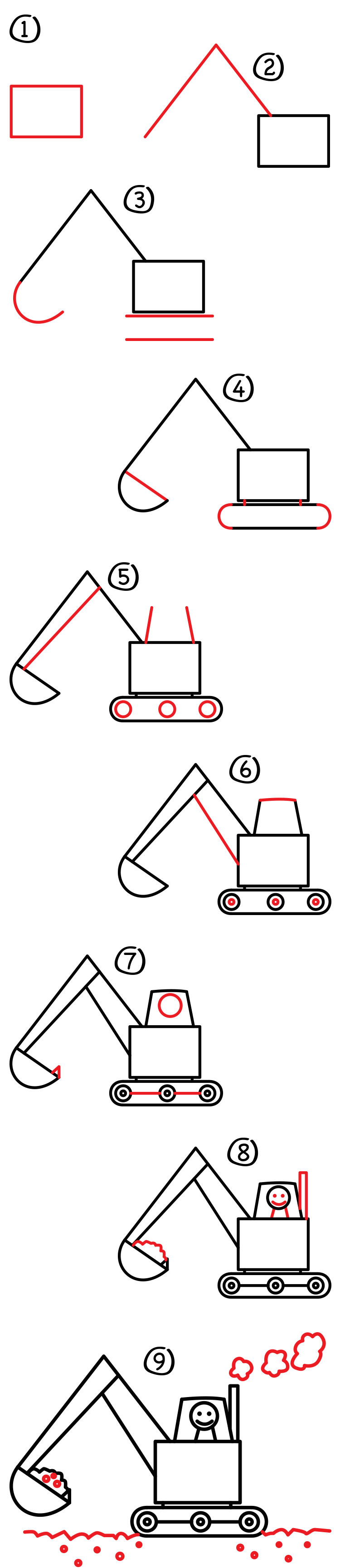 750x3458 how to draw an excavator - Excavator Drawing