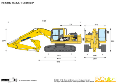 400x283 komatsu excavator vector drawing - Excavator Drawing