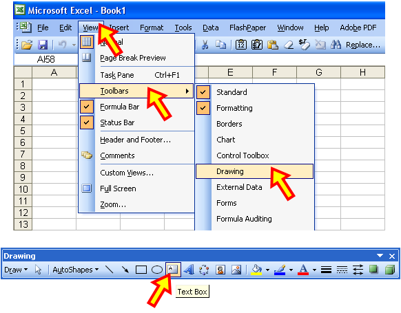 582x455 tom's tutorials for excel linking a drawing object to a cell - Excel Drawing