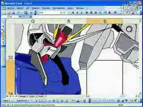 480x360 draw gundam on excel - Excel Drawing