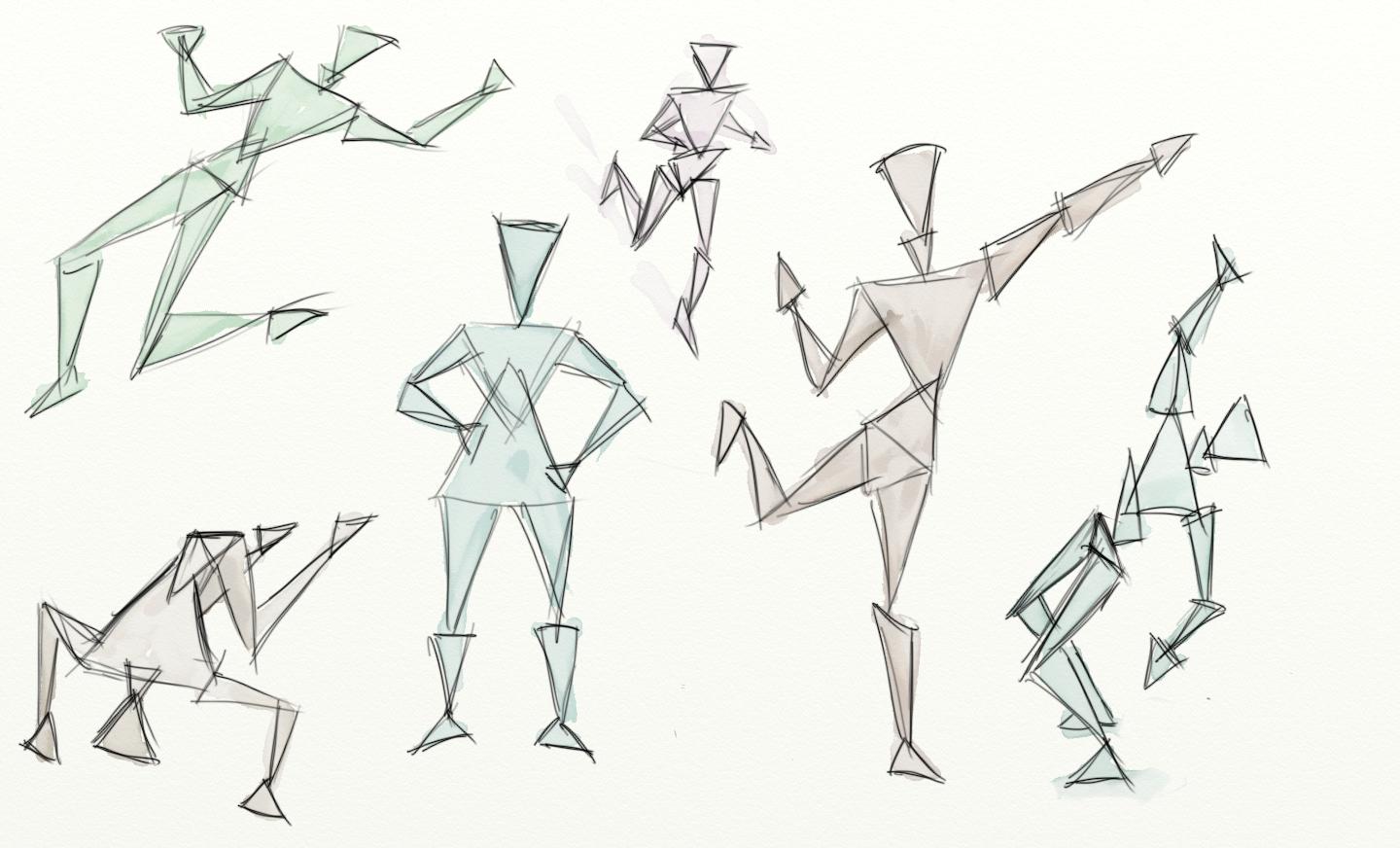1440x872 a funny exercise drawing bodies with triangles only learnart - Exercise Drawings