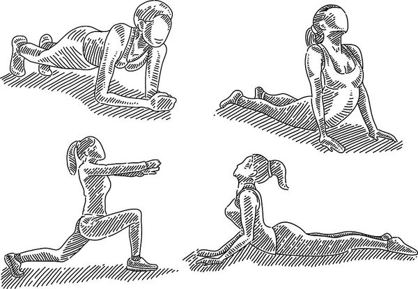 600x415 Exercising Woman Drawings Art Print - Exercising Drawing