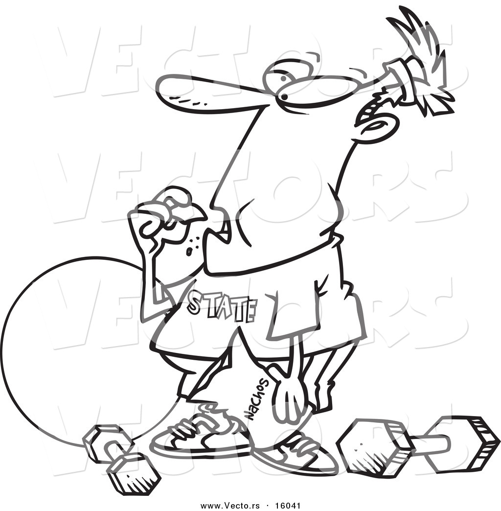 1024x1044 vector of a cartoon man bingeing instead of exercising - Exercising Drawing