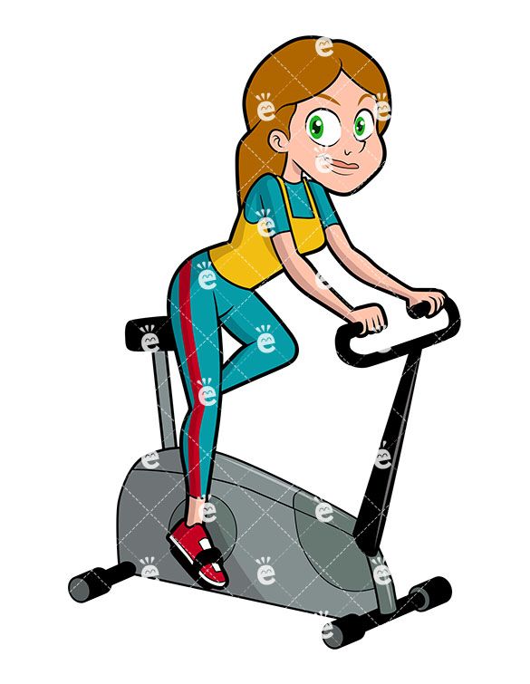 585x755 A Woman Using An Exercise Bike Vector Clipart - Exercising Drawing