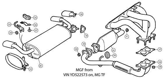 570x280 mgf and mg tf exhaust - Exhaust Drawing