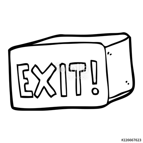 500x500 line drawing cartoon exit sign stock image and royalty free - Exit Drawing