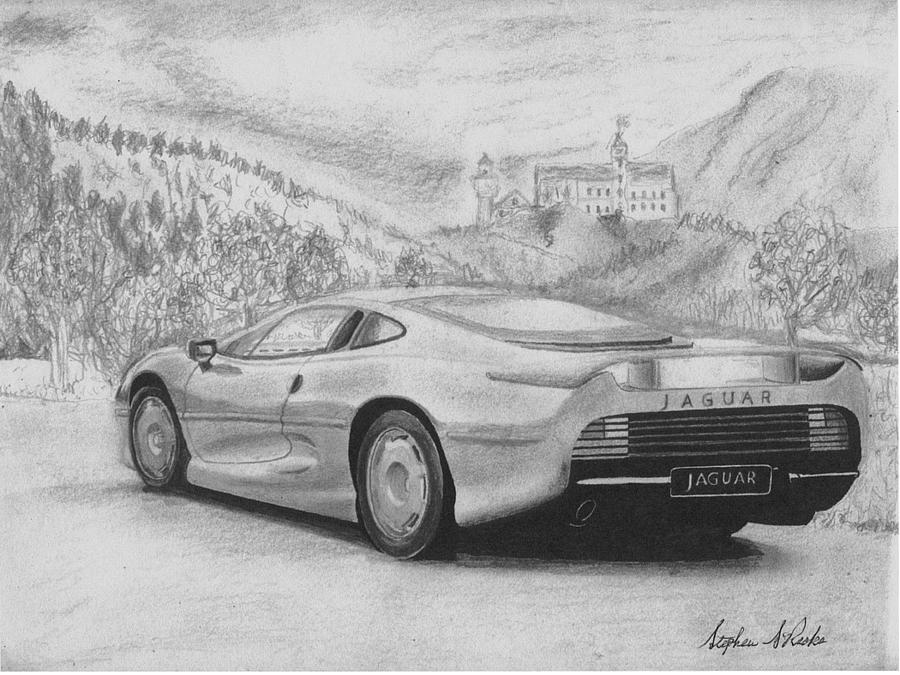 900x675 jaguar xj exotic car art print drawing - Exotic Car Drawings