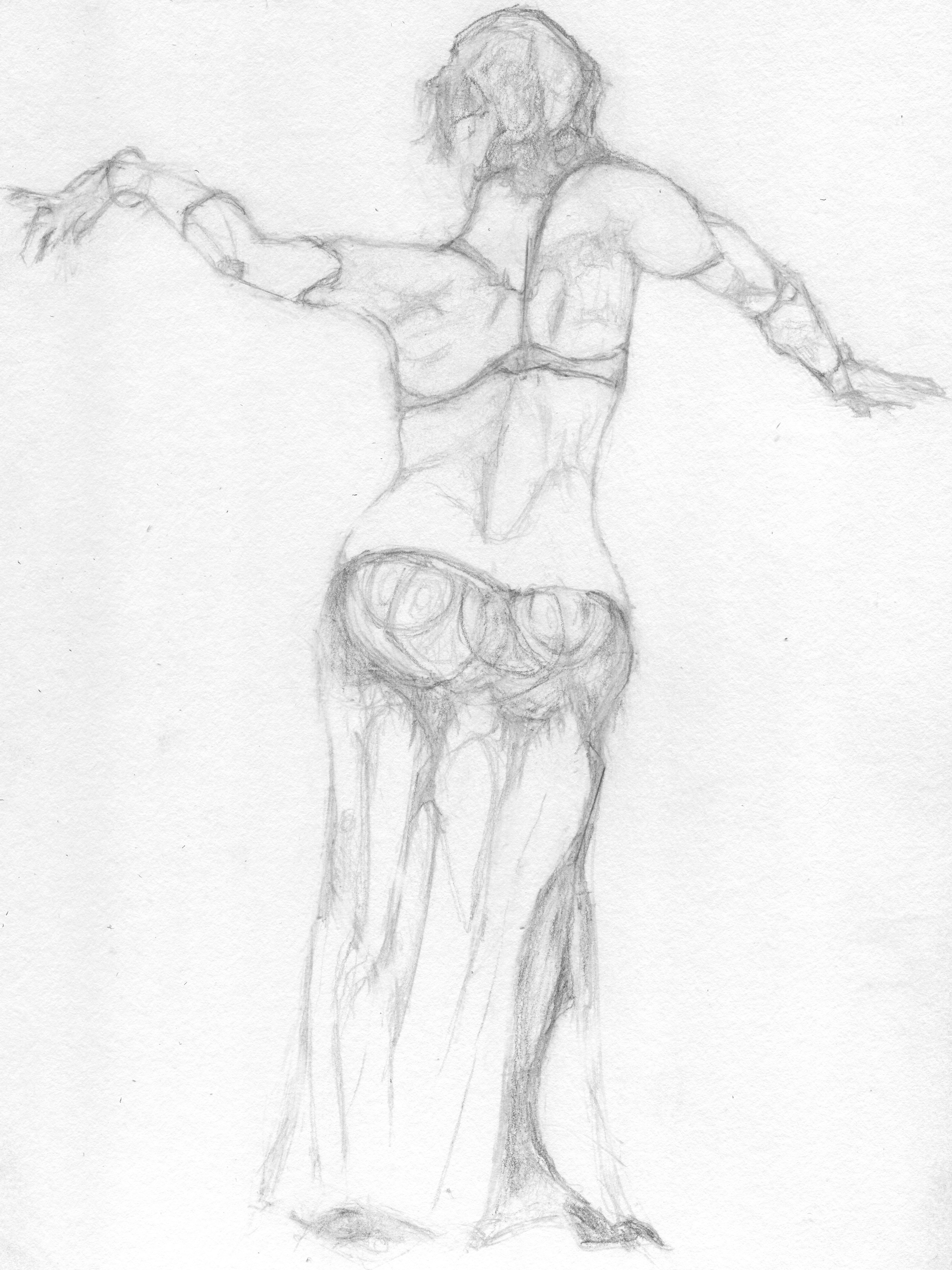 3817x5094 exotic pencil on paper, x artist ted giffin - Exotic Dancer Drawing