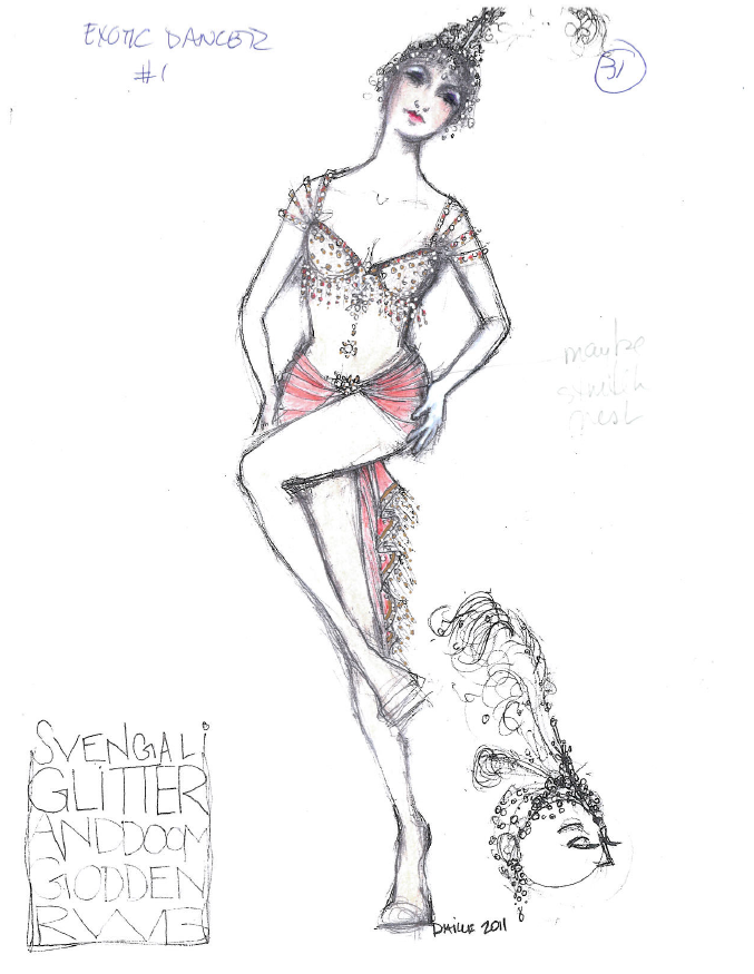 677x875 exotic dancer, wardrobe sketch for svengali done - Exotic Dancer Drawing