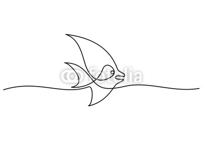 400x300 continuous one line drawing exotic fish logo black and white - Exotic Fish Drawing