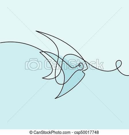 450x470 continuous line exotic fish logo continuous one line drawing - Exotic Fish Drawing
