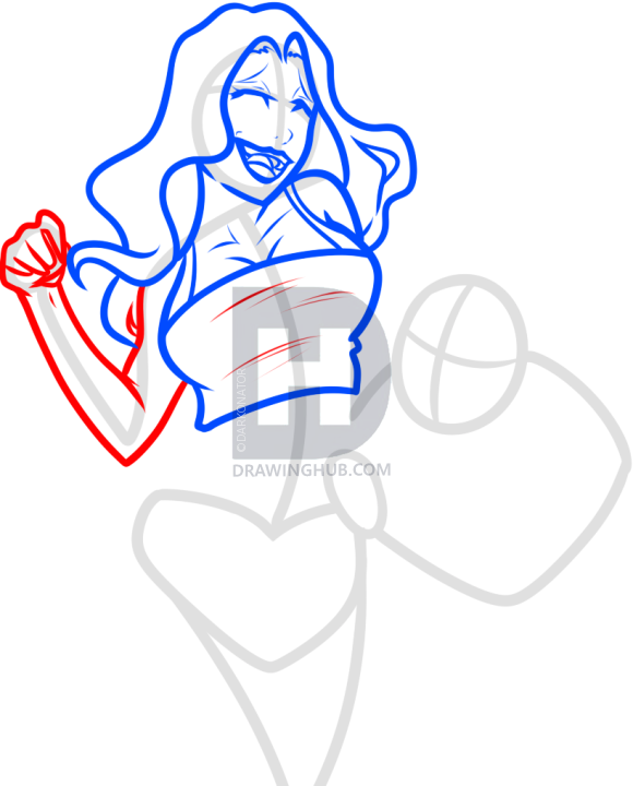 580x720 How To Draw A Girl And Grandmother, Step - Expansion Drawing